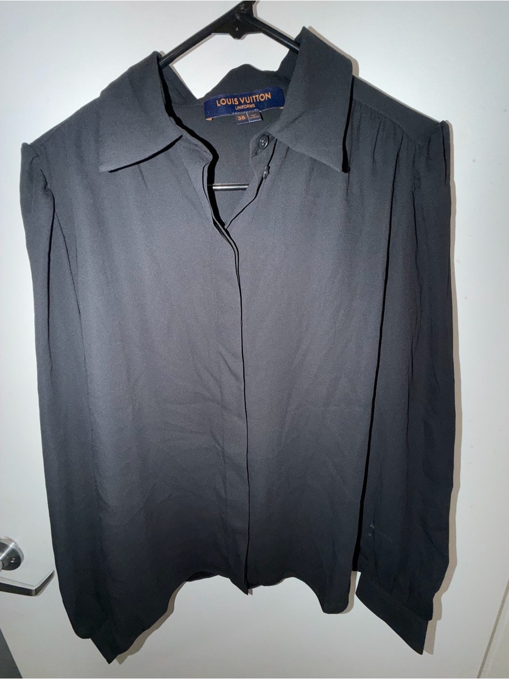 Louis Vuitton Black Collared Silk Shirt